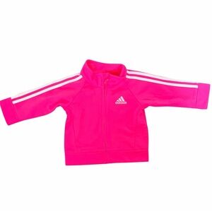 Adidas Neon Pink Jacket with White Stripes